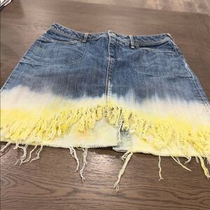 Banana Republic Blue and Yellow Ombre Midi Skirt